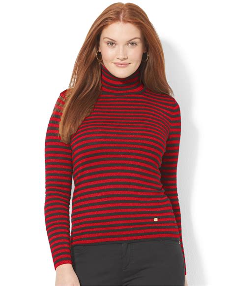Red sweater dress plus size. Lyst - Lauren By Ralph Lauren Plus Size Metallic-Striped ...