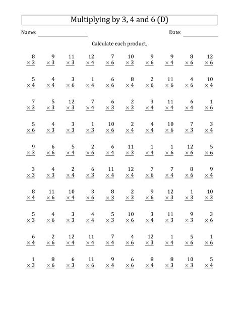 Free Printable Multiplication Facts Worksheets