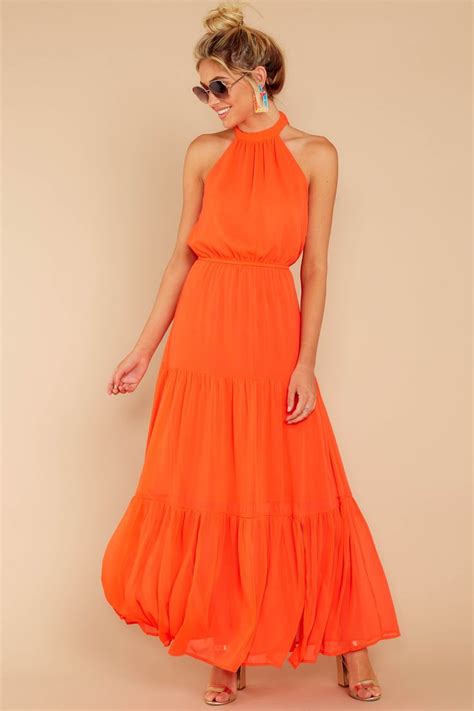 Encounter With Fate Bright Orange Maxi Dress Dresses Cute Dresses