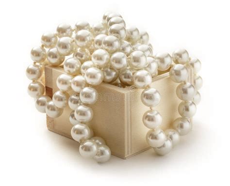Wooden Chest With White Pearl Necklace Stock Photo Image Of Glamour