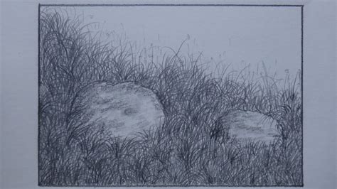 How To Draw Grass Using Pencil For Landscape Youtube