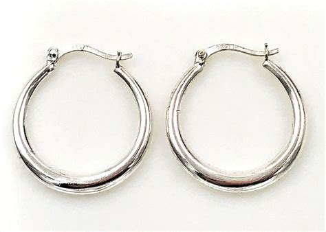 Vintage 925 Sterling Silver Petite Tapered Modernist Lever Back Hoop