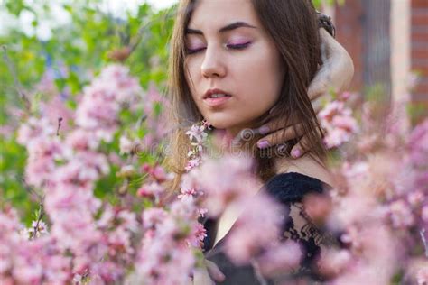 Portrait Of Young Beautiful Girl In Flowers Stock Image Image Of