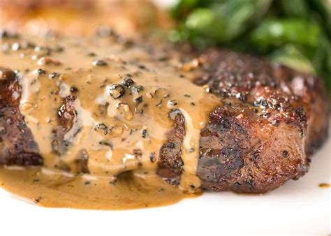 Rub beef all over with oil; Steak with Creamy Peppercorn Sauce | Recipe | Peppercorn ...