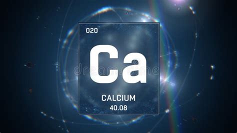 Calcium As Element 20 Of The Periodic Table 3d Illustration On Blue