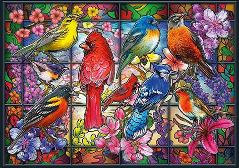 Stain Glass Birds Glass Stained Colorful Hd Wallpaper Pxfuel