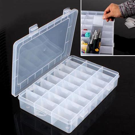 pas cher vie essentiel 24 compartiment boîte de rangement pratique réglable en plastique cas