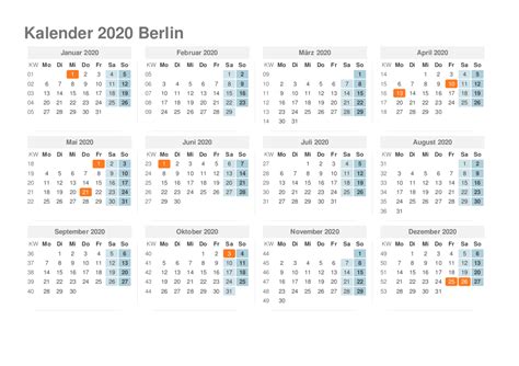 Wann Sind Die Sommerferien Berlin 2020 Druckbarer 2020 Kalender