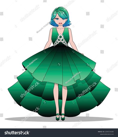 Cute Anime Girl Wearing Dress Stock Vector Royalty Free 2256714185