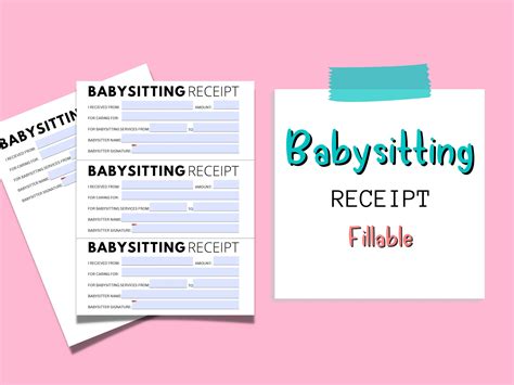 Babysitting Receipt for Childcare Providers Babysitter - Etsy