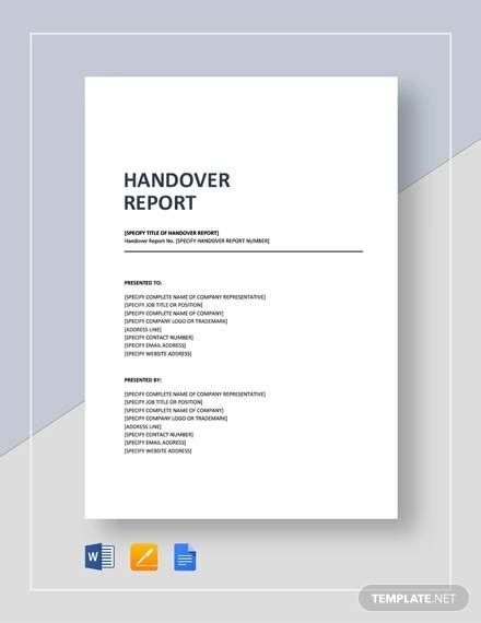 Free Handover Report Template Word Free Printable Templates