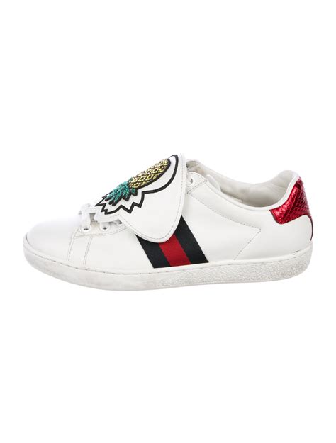 Gucci Ace Snakeskin Trimmed Sneakers Shoes Guc402210 The Realreal