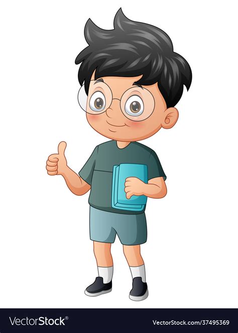 Genius Boy Showing A Thumbs Up Royalty Free Vector Image