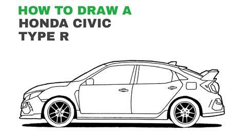 How To Draw A Honda Civic Type R Youtube
