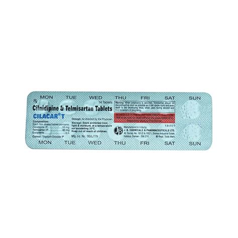 Cilacar T 1040 Mg Strip Of 14 Tablets Health And Personal