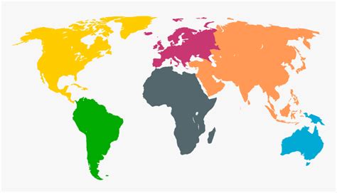 World Map Vector Continents - World Map Svg Continents, HD Png Download
