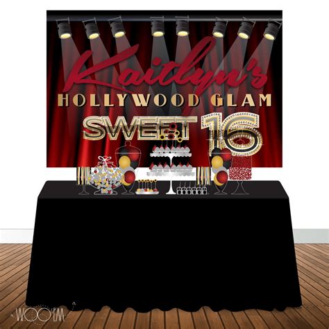 Hollywood Glam Themed Sweet Sixteen 6x4 Candy Buffet Table Banner