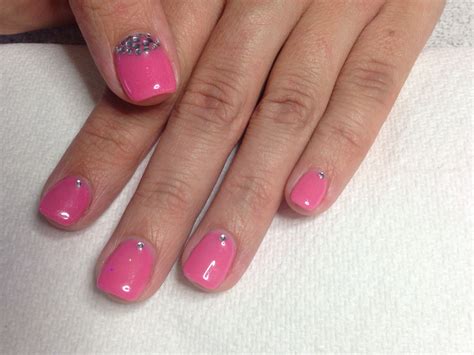 Nail Art: pink with gems | Nails, Pink nails, Red nails