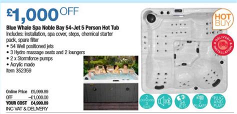 Blue Whale Spa Noble Bay 54 Jet 5 Person Hot Tub Offer At Costco