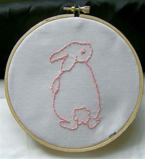 5 Pink Rabbit Original Design Hand Embroidery By Swurme On Etsy