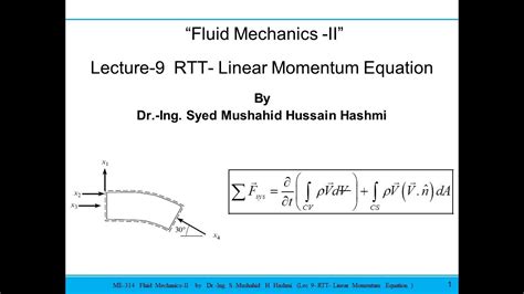 Fluid Mechanics Lecture Reynolds Transport Theorem Linear