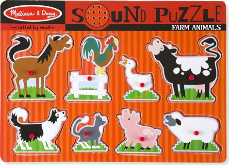 Melissa And Doug Farm Animals Sound Puzzle Wooden Peg Puzzle With Sound