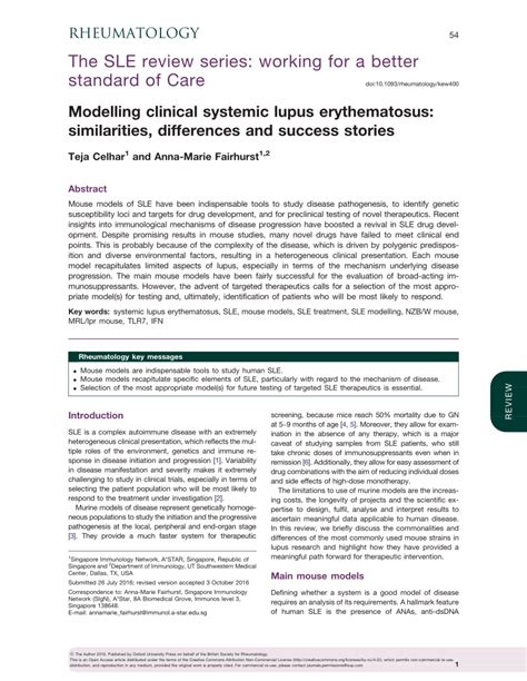 Pdf Modelling Clinical Systemic Lupus Erythematosus Similarities
