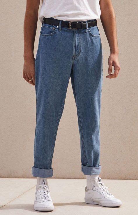 Rolled Up Retro Blue Jeans 90s Fashion Men Retro Outfits Simple Outfits