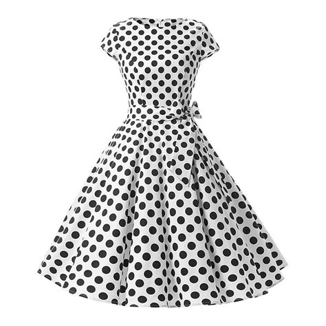 Buy Women S 1950s Vintage Rockabilly Polka Dots Cocktail Party Swing Skater Dress 50s Cap Sleeve