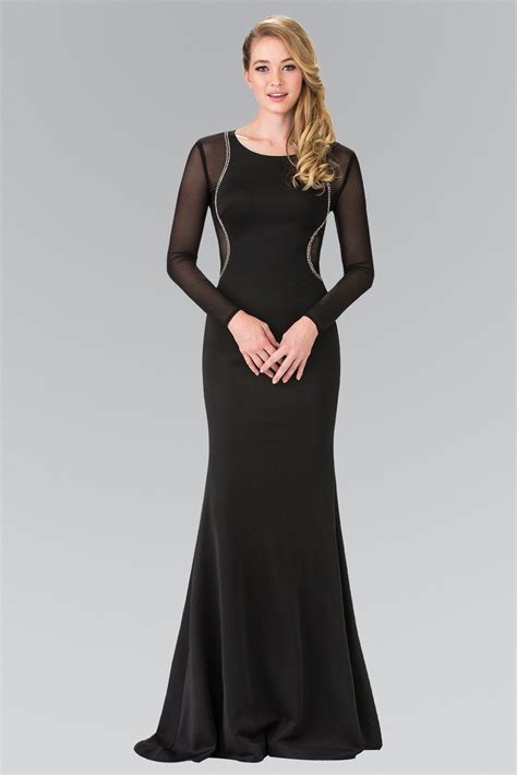 Long Sleeve Black Tie Dress Gl2284 Plus Size Formal Dress Simply Fab