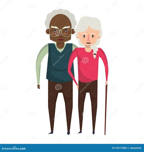 Grandparents Senior Old People Cartoon Stock Vector Illustration Of