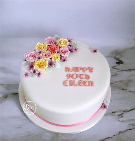 Sugar Flowers 90th Birthday Cake 90th Birthday Cakes Cake