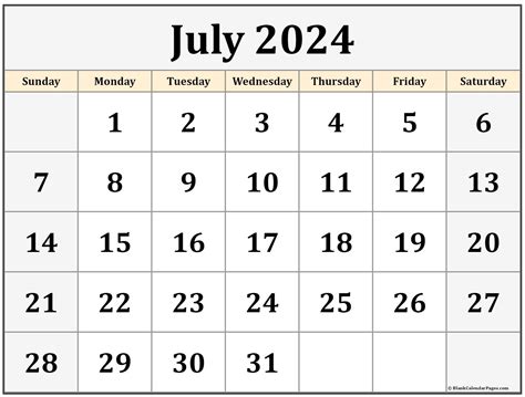 Printable July 2023 Calendar Free 12 Templates Free Download