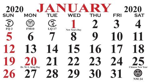 Free Printable January 2020 Calendar Holidays Templates