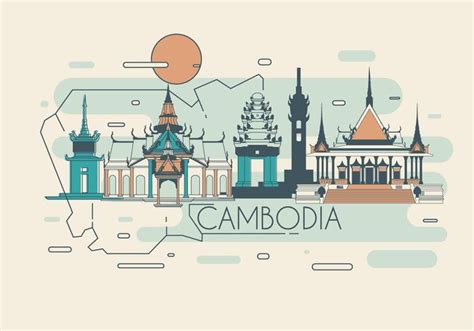 Cambodia Landmark Vector Cambodian Art Vector Art Design Cambodia Map