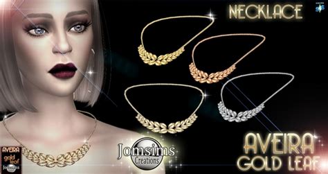 Aveira Gold Leaf Necklace At Jomsims Creations Sims 4 Updates