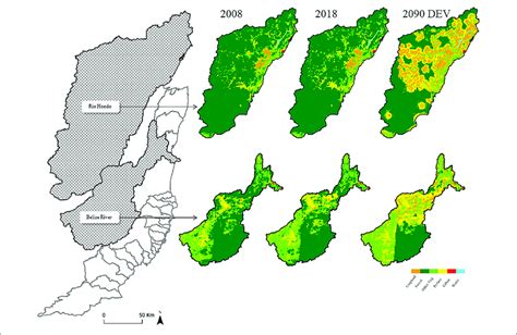 Belize River Watershed 2008 2018 And 2090 Development Scenario