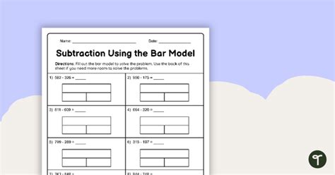 Subtraction Using The Bar Model Worksheet Teach Starter