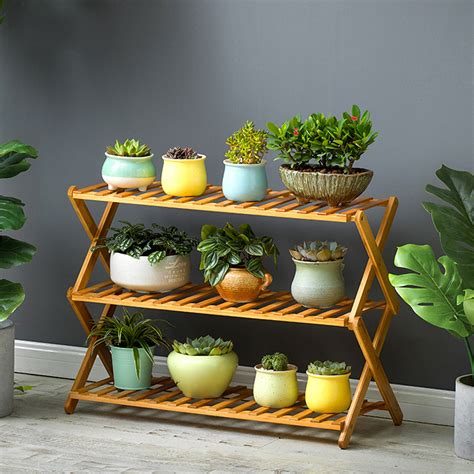 Wood Plant Stand Indoor Outdoor, Multiple Flower Pot ...