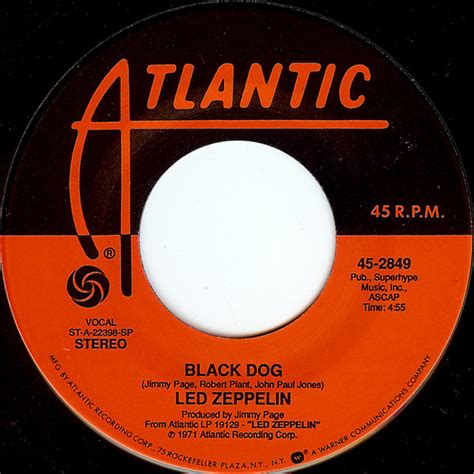 Led zeppelin cover band dread zeppelin did a version of this mixed with elvis' hound dog called you ain't nuthin' but a black dog. i always sing it when my band cover this song. Led Zeppelin - Black Dog (Vinyl) | Discogs