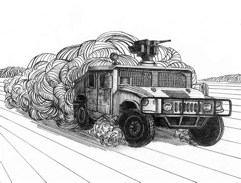 Ink Drawing Of A Humvee Driving Photograph By Alayna Guza Pixels