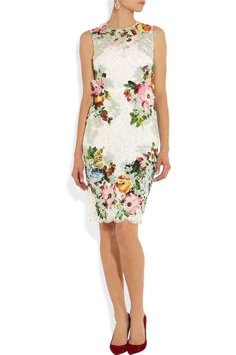 Dolce And Gabbana Appliquéd Lace Dress In White Lyst