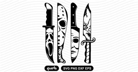 horror movie characters in knives svg gravectory