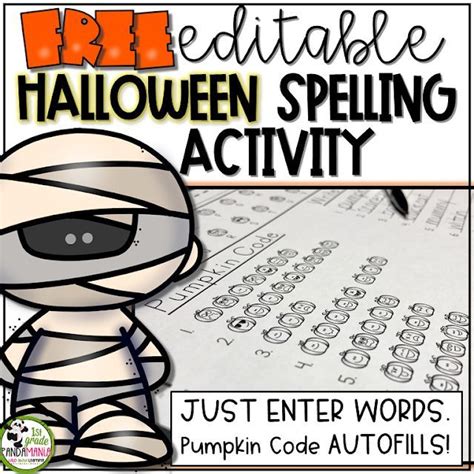 Free Editable Halloween Spelling Activity For Any List Of Words