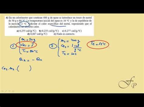 Equilibrio T Rmico Calcular Calor Espec Fico Dado Los Datos De