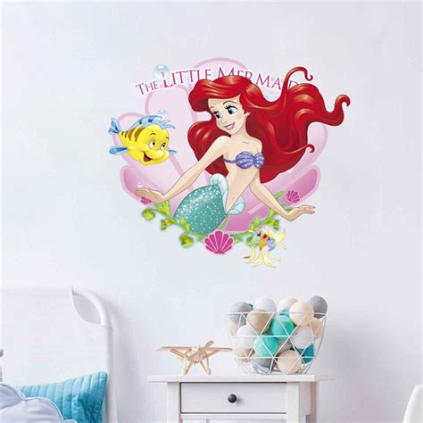 Cartoon Underwater The Little Mermaid Art Wall Stickers For Kids Rooms
