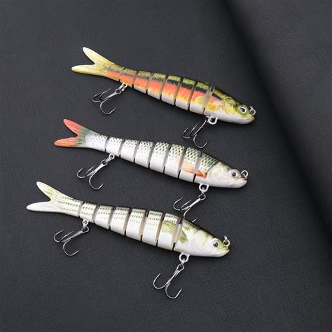 3x Fishing Lures Bass Lures Multi Jointed Artificial Bait Segment