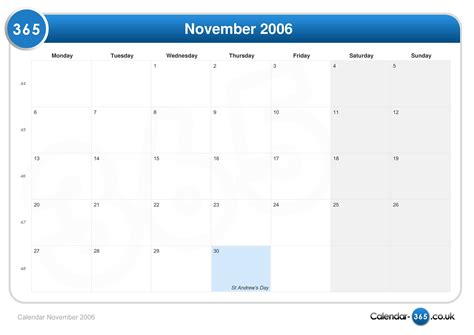 Calendar November 2006
