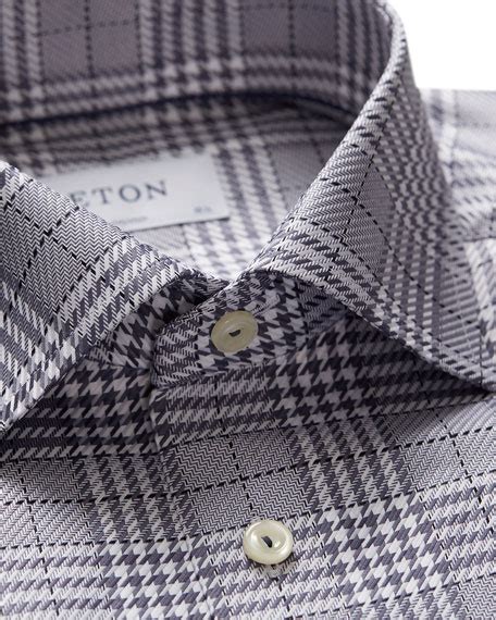 Eton Mens Contemporary Textured Houndstooth Dress Shirt Neiman Marcus