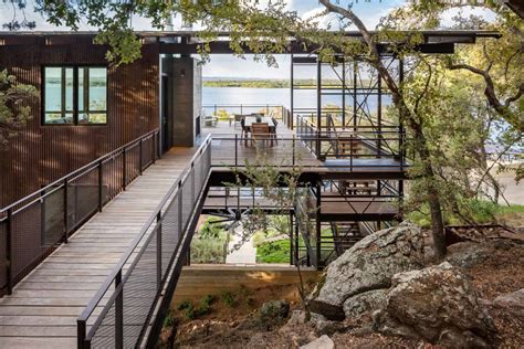 Modern Lake House Retreat Built Cliffside In Texas